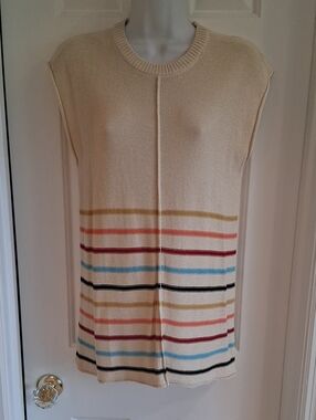 Zeagoo Fun Summer Sweater Cream Stripe Small NWT
